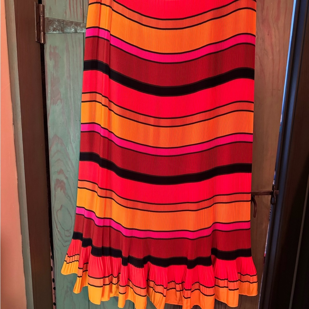 Striped Multicolor Pleated Skirt